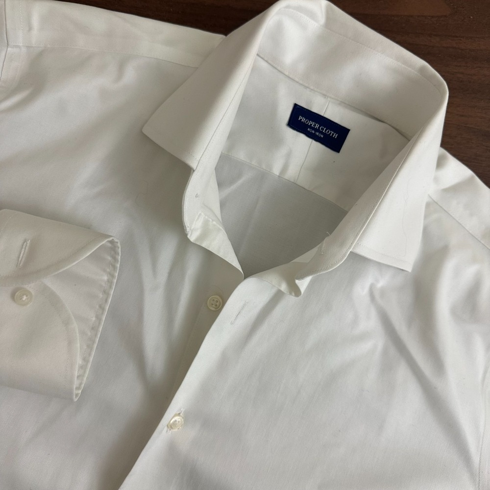 Proper Cloth Dress Shirt White Twill Supima Cotton Button Up Mens 16 32.5